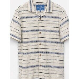 NWT Free Planet 100% Cotton Nautical Beach Shirt Men's M Short Sleeve $50 MSRP